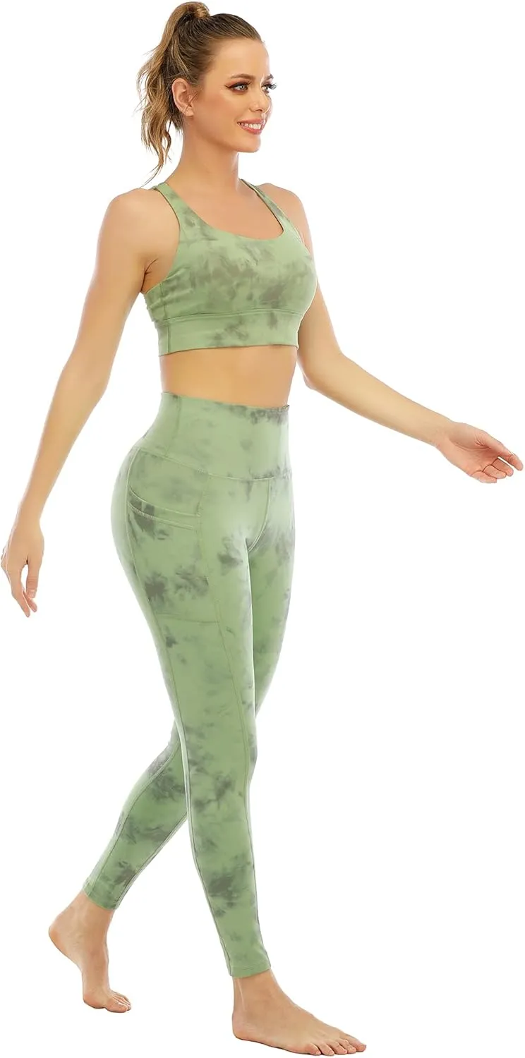 4 Pack Leggings with Pockets for Women,High Waist Tummy Control Workout Yoga Pants