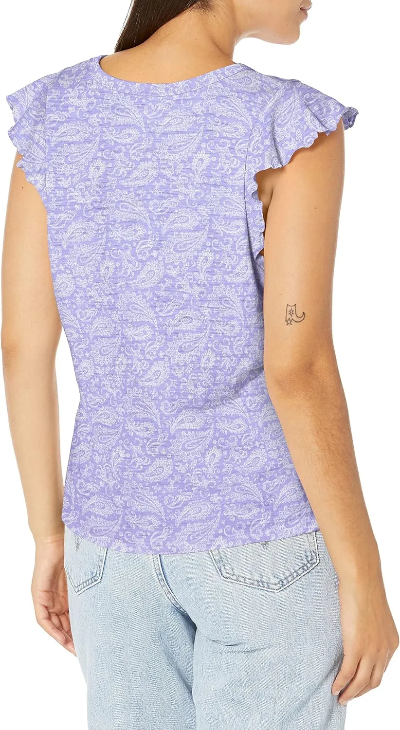 Lee Women's Ruffle Sleeve Crewneck Tank Top
