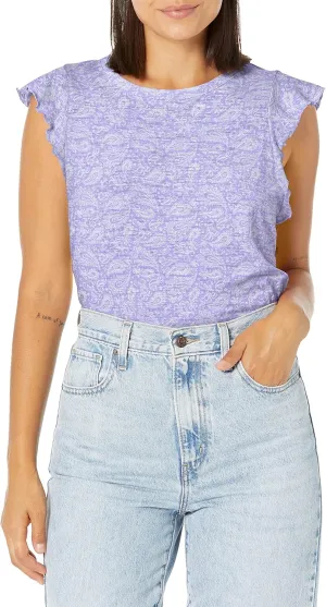 Lee Women's Ruffle Sleeve Crewneck Tank Top