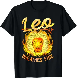 Leo Breathes Fire Astrology Zodiac Sign T-Shirt