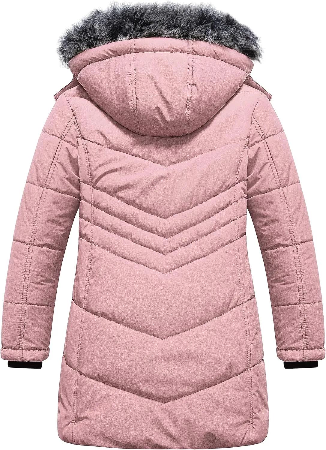 Pursky Girls' Warm Winter Coat Long Parka Fleece Lined Waterproof Puffer Jacket With Removable Hood