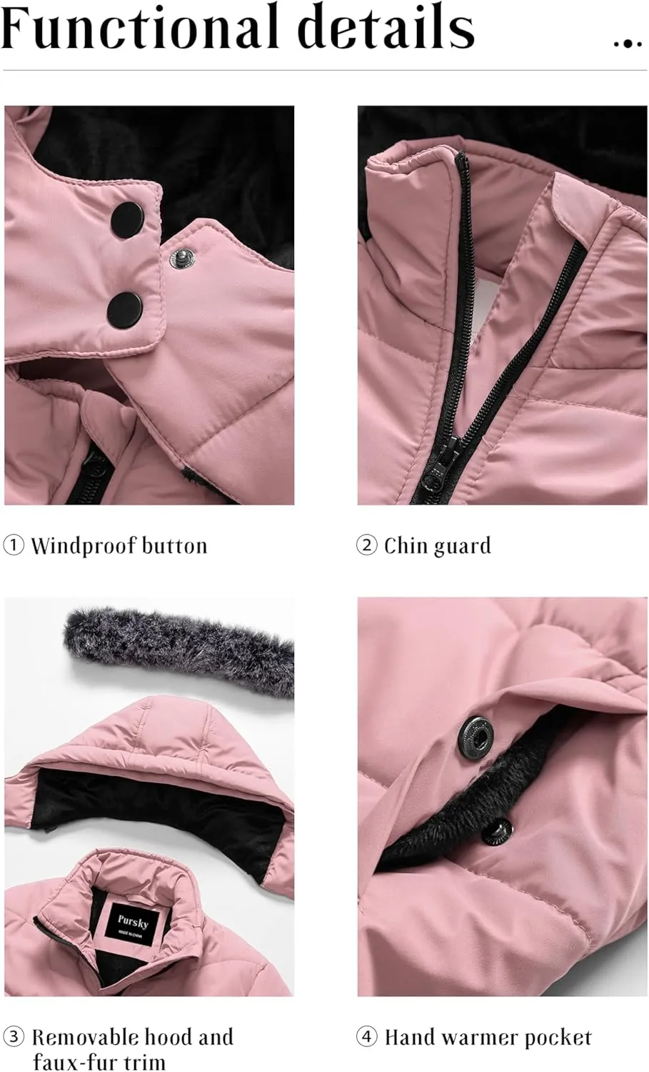 Pursky Girls' Warm Winter Coat Long Parka Fleece Lined Waterproof Puffer Jacket With Removable Hood
