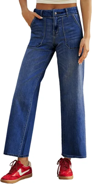 Sidefeel Womens Jeans Trendy 2025 High Waisted Wide Leg Straight Leg Stretchy Jeans