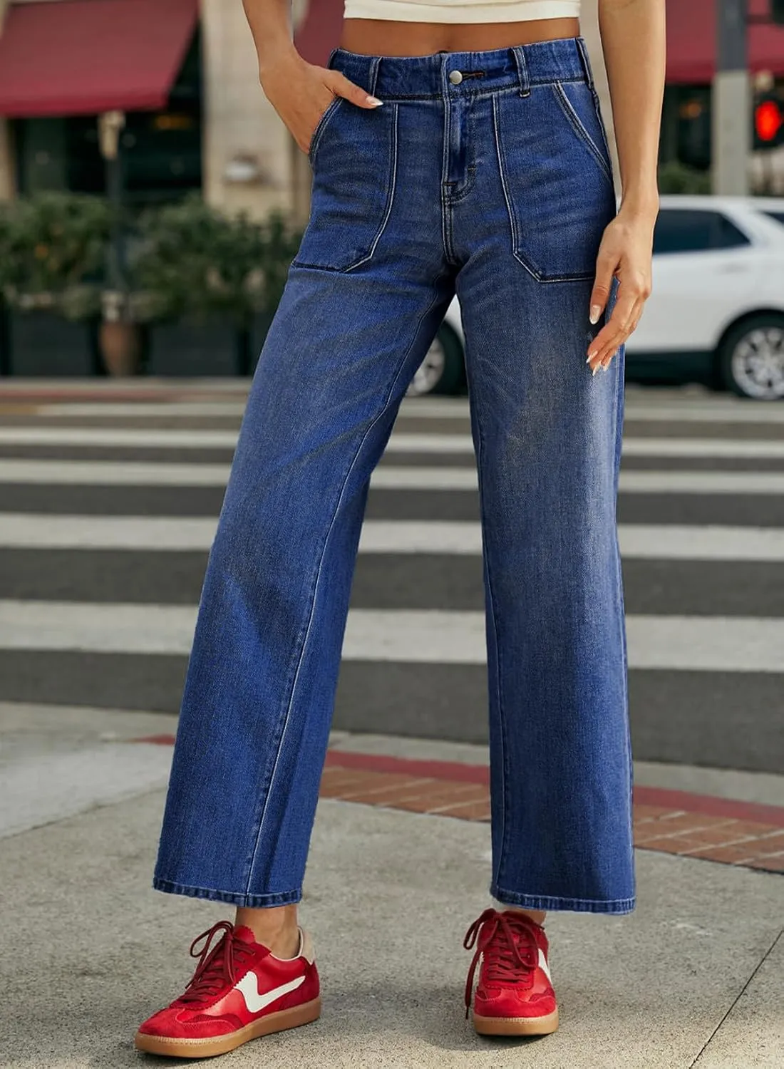 Sidefeel Womens Jeans Trendy 2025 High Waisted Wide Leg Straight Leg Stretchy Jeans